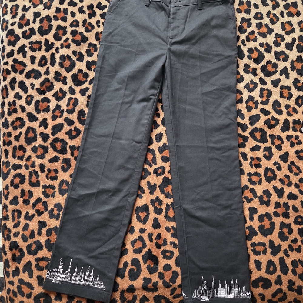 Dickies Black Girls' Casual Pants with Decorative Hem Detail